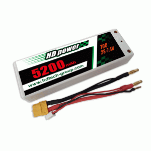 HD 5200mAh 70C 2S 7.4V LiPO-batteri med hårt fodral